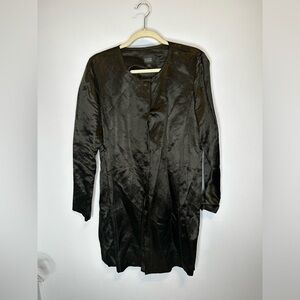 Eileen Fisher Olive Green Silk Linen Long Sleeves Duster dark green medium
